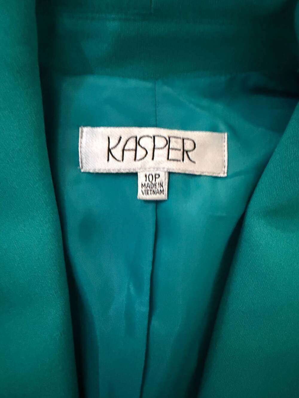 Kasper Women's Teal One-Button Shawl Collar Blazer Jacket Size 10P - Picture 2 of 4